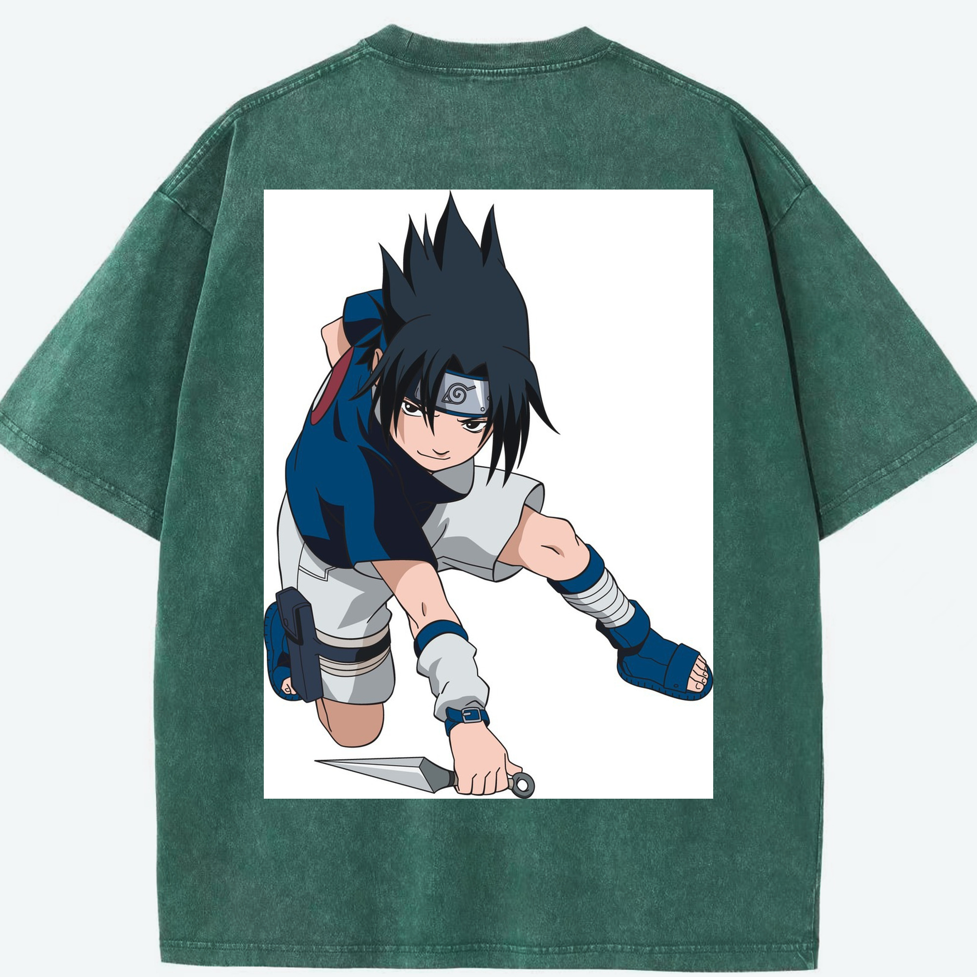 （画像用） NARUTO -ナルト- うちは サスケ Uchiha Sasuke 綿100% ヴィンテージ風 半袖Tシャツ（背面プリント）